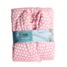 Custom printing fashionable 100% polyester soft lady  bath robes wholesale women bathrobe with printed pattern